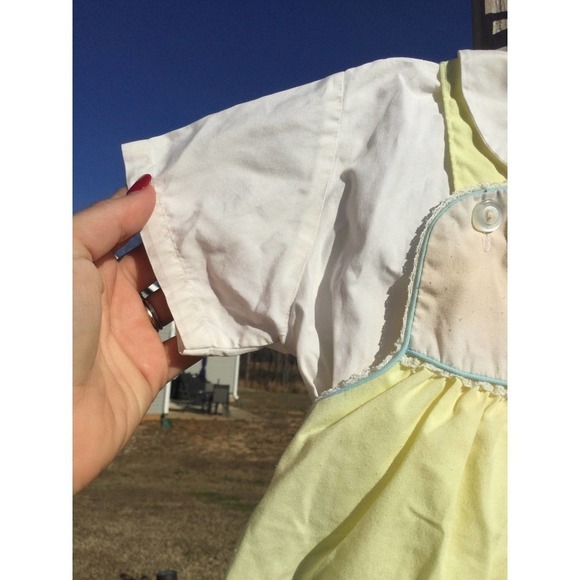 Vintage sweet talk baby girl romper size 18 mo month yellow white button overall - Picture 4 of 11